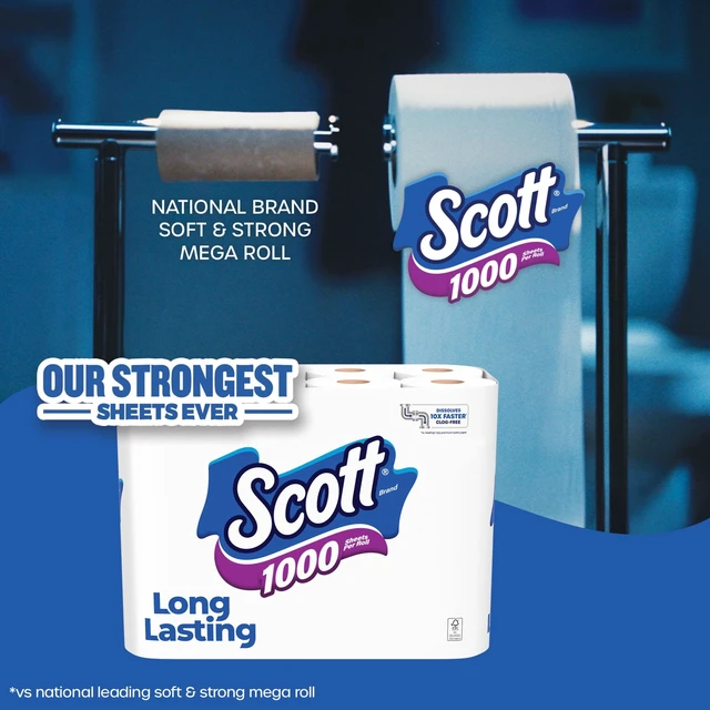 Alt view image 3 of 5 - Scott 1000 1-Ply Toilet Paper, 12 Rolls, 1,000 Sheets per Roll