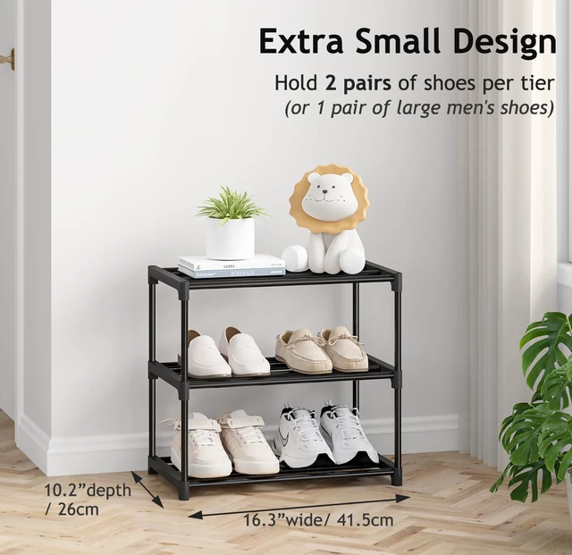 Alt view image 4 of 6 - Autonomier 3 Tier Extra Small Shoe Rack (16.3" Wide), Lightweight Shelf