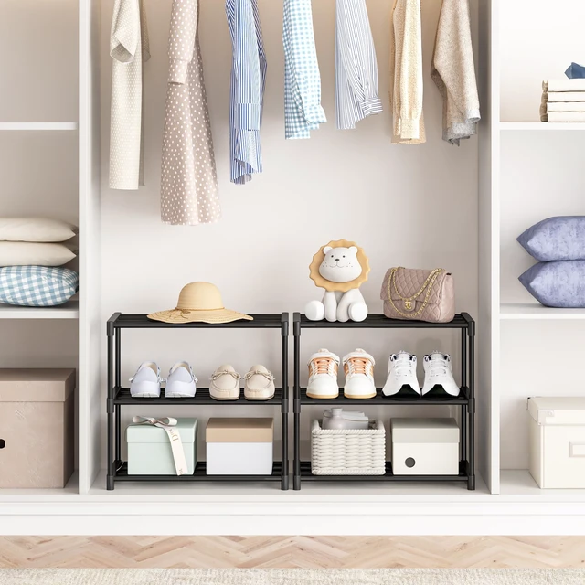 Alt view image 3 of 6 - Autonomier 3 Tier Extra Small Shoe Rack (16.3" Wide), Lightweight Shelf