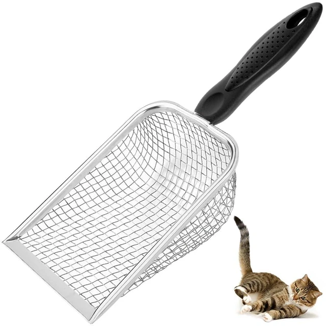 Main image of Metal Cat Litter Scoop,Sturdy Litter Cleaner Corner Shovel,Stainless Steel Mesh Litter Shovel,Easy to Clean Reptile Terrarium Sand Waste(Black)-Christmas