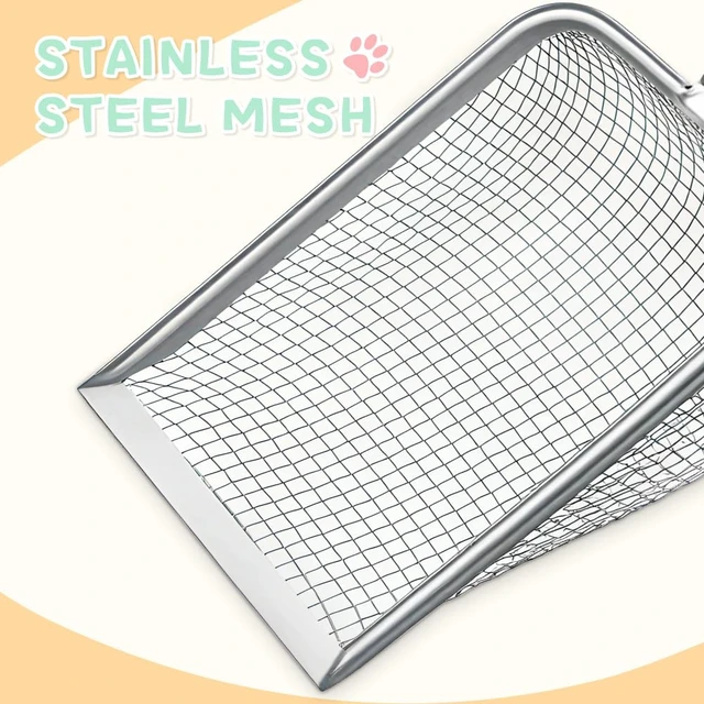 Alt view image 5 of 5 - Metal Cat Litter Scoop,Sturdy Litter Cleaner Corner Shovel,Stainless Steel Mesh Litter Shovel,Easy to Clean Reptile Terrarium Sand Waste(Black)-Christmas