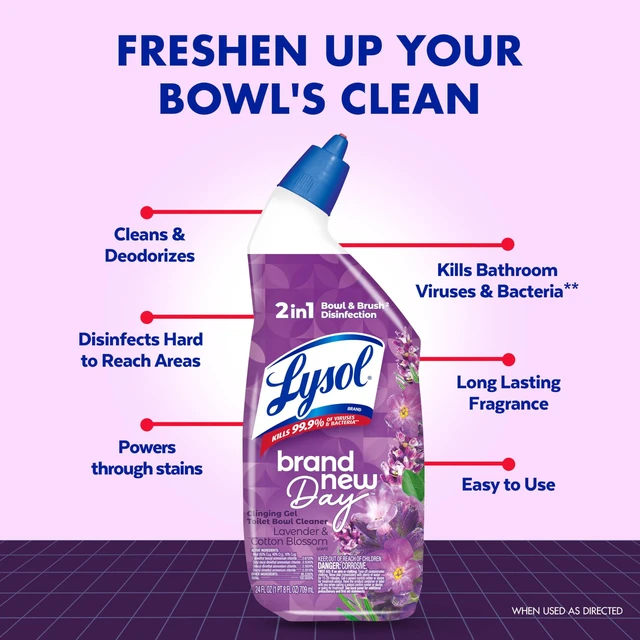 Alt view image 6 of 7 - Lysol Toilet Bowl Cleaner Clinging Gel, Lavender Scent, 24 oz, 2 Pack