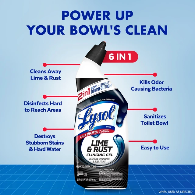 Alt view image 7 of 7 - Lysol Toilet Bowl Cleaner Clinging Gel, Lime & Rust, 24 oz, 2 Pack