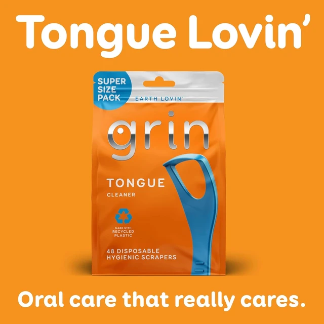 Alt view image 5 of 6 - GRIN Tongue Cleaner, 48 Count, Disposable Tongue Cleaner, Hygienic Scraper, Recycled Plastic, Clean Tongue, Promote Fresh Breath, Includes Safe Fold- Back Tooth Pick
