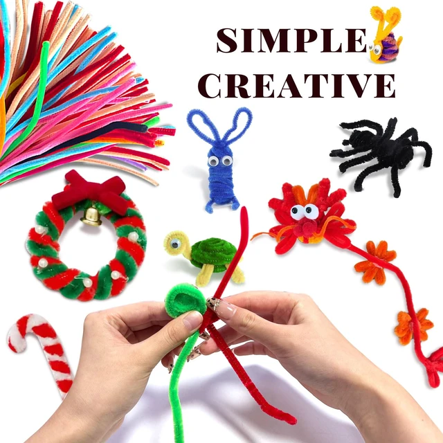 Alt view image 2 of 5 - Pipe Cleaners Craft Supplies,Multi-Colored Chenille Stems for DIY Arts Crafts Project,Green Pipe Cleaners Bulk Easter Basket Stuffers,Fidget Toys for Ages 8-13,Teen Girl Gifts,Kids Crafts