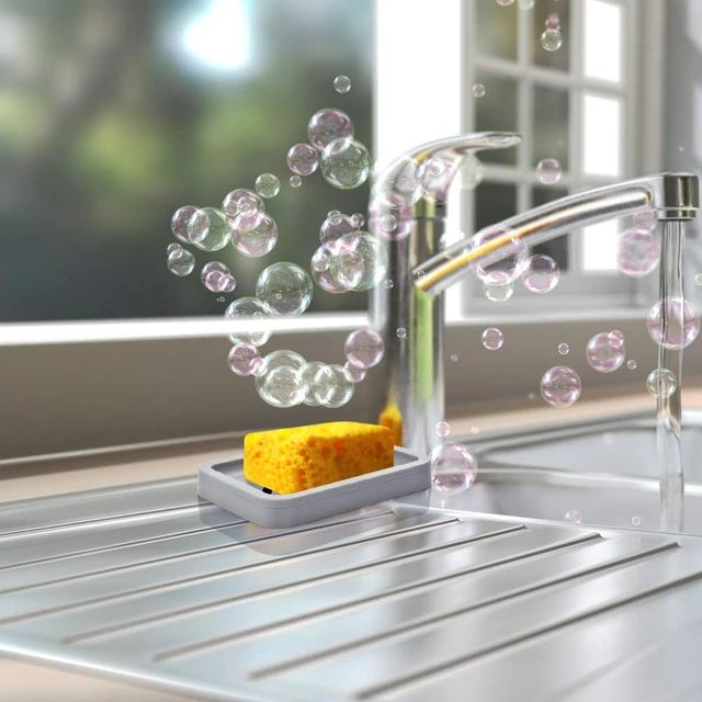 Alt view image 2 of 5 - 2PCS Draining Soap Dishes, Dishwashing Sponge Holder with Water Tray