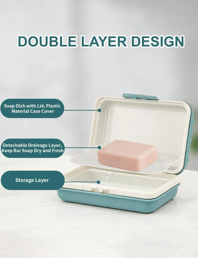 Alt view image 4 of 7 - 1 Pack Travel Bar Soap Holder Dish, Soap Case Box with Lid for Shower