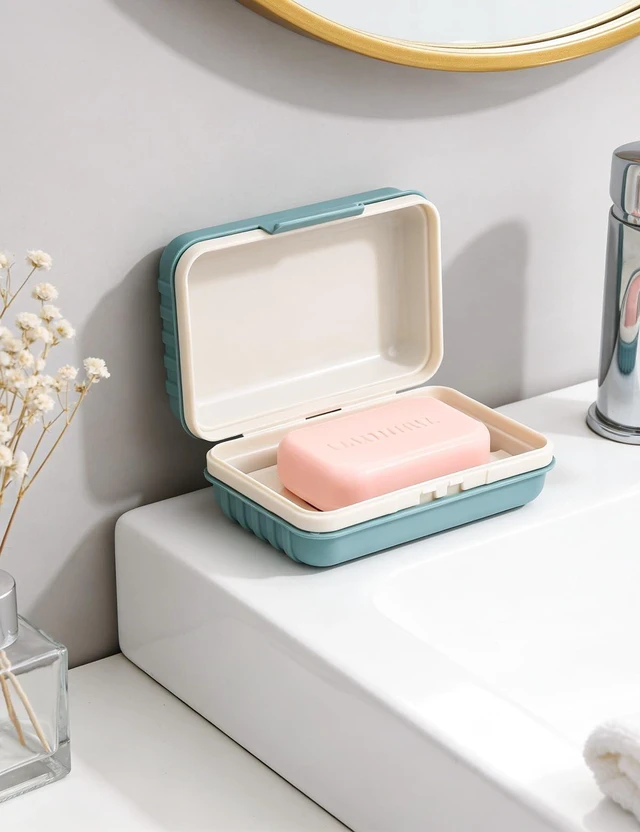 Alt view image 3 of 7 - 1 Pack Travel Bar Soap Holder Dish, Soap Case Box with Lid for Shower