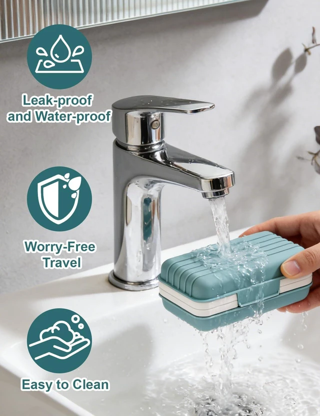 Alt view image 2 of 7 - 1 Pack Travel Bar Soap Holder Dish, Soap Case Box with Lid for Shower
