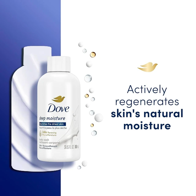 Alt view image 5 of 6 - Dove Body Wash Deep Moisture for 24hr Lotion-Soft Skin Moisturizing Skin Cleanser with No Sulfates No Parabens 3 oz