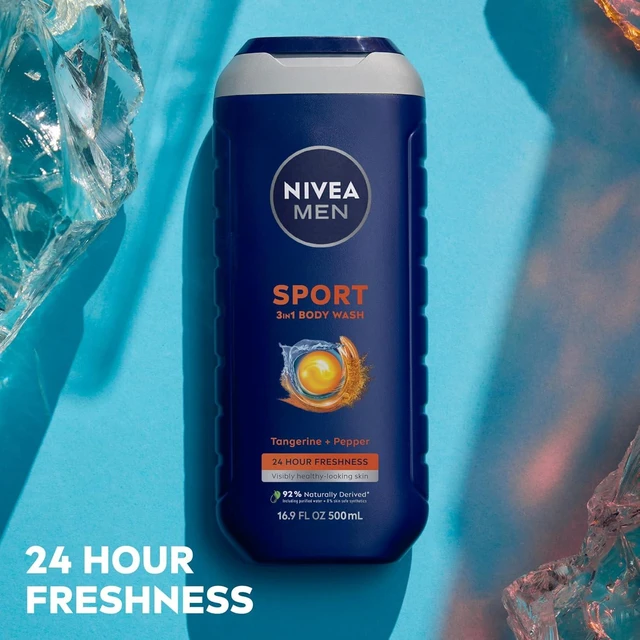 Alt view image 4 of 7 - NIVEA MEN Sport 3-in-1 Body Wash, Tangerine and Pepper, 16.9 FL OZ