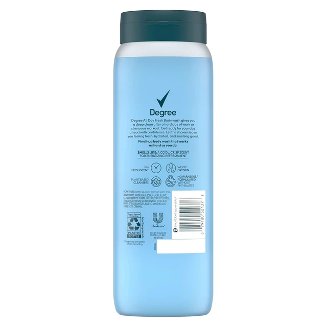 Alt view image 2 of 6 - Degree All Day Fresh Body Wash Cool Rush Deep Cleansing 20 FO 20 fl oz