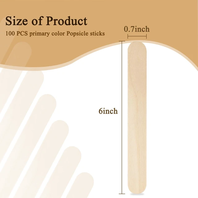 Alt view image 7 of 7 - KTOJOY 100Pcs Jumbo Wooden Craft Sticks Popsicle Stick 6 Long x 3/4Wide Treat Ice Pop for DIY Crafts,Home Art Projects, Classroom Supplies