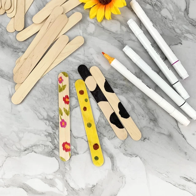 Alt view image 6 of 7 - KTOJOY 100Pcs Jumbo Wooden Craft Sticks Popsicle Stick 6 Long x 3/4Wide Treat Ice Pop for DIY Crafts,Home Art Projects, Classroom Supplies