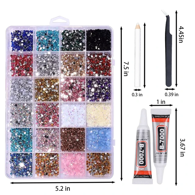 Alt view image 5 of 7 - 24Grids Resin Jelly Rhinestones with 2 Pcs B7000 Jewelry Glue for Crafting, Mixed-Color 3mm Flatback Rainbow Stones Colorful AB Gems Diamonds Charms for Nails Eyes Face Makeup Beuaty Crafting Tumblers