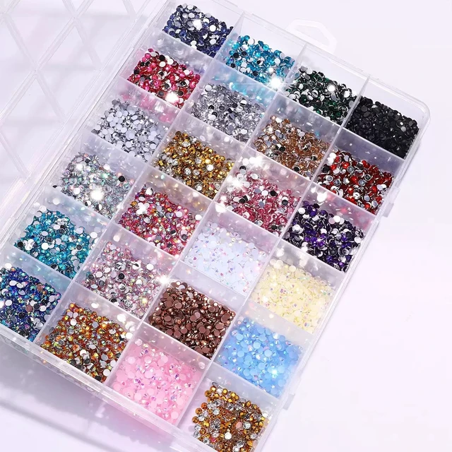Alt view image 2 of 7 - 24Grids Resin Jelly Rhinestones with 2 Pcs B7000 Jewelry Glue for Crafting, Mixed-Color 3mm Flatback Rainbow Stones Colorful AB Gems Diamonds Charms for Nails Eyes Face Makeup Beuaty Crafting Tumblers