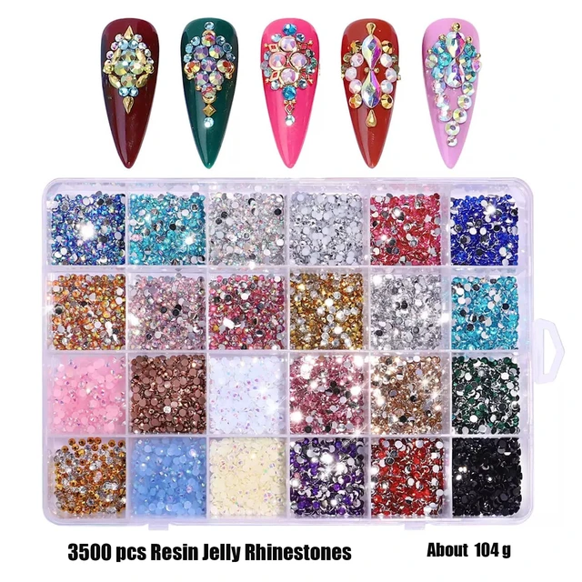 Alt view image 6 of 7 - 24Grids Resin Jelly Rhinestones with 2 Pcs B7000 Jewelry Glue for Crafting, Mixed-Color 3mm Flatback Rainbow Stones Colorful AB Gems Diamonds Charms for Nails Eyes Face Makeup Beuaty Crafting Tumblers