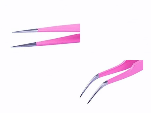 Alt view image 2 of 5 - Aoshang 2PCS Stainless Steel Straight and Curved Tip Tweezers Nippers