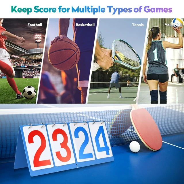 Alt view image 4 of 6 - Basketball Scoreboard, Portable Cornhole Score Keeper, Table Top Flip Score Board with Large Numbers, Waterproof Volleyball Scoreboard, Keeping Score for Sports & Outdoors