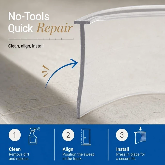 Alt view image 6 of 6 - Prime-Line Vinyl Shower Door Bottom Sweep, 36 x 1", Clear