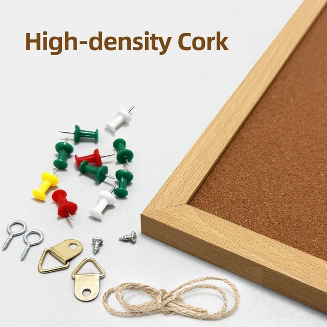 Alt view image 2 of 7 - Cork Bulletin Board, 11 X 14.6 inches with Oak Wood Finish Frame, for Wall Office Home and School