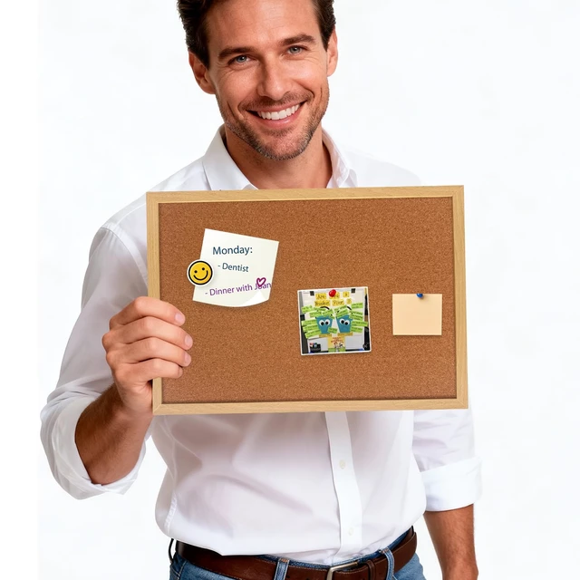 Alt view image 5 of 7 - Cork Bulletin Board, 11 X 14.6 inches with Oak Wood Finish Frame, for Wall Office Home and School
