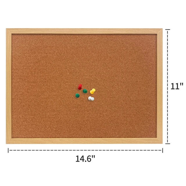 Alt view image 6 of 7 - Cork Bulletin Board, 11 X 14.6 inches with Oak Wood Finish Frame, for Wall Office Home and School