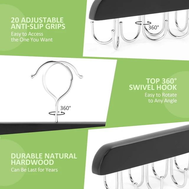 Alt view image 6 of 6 - Bra Hanger for Closet, Tank Top Hanger 20 Hooks Capacity Sturdy Wood Space Saving Hanger Sport Bras Holder, Closet Organizers and Storage, Black 1 Pack