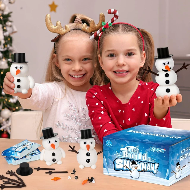Alt view image 3 of 6 - 4 Pack Christmas Crafts, Air Dry Clay Snowman Kit for Winter Event Games