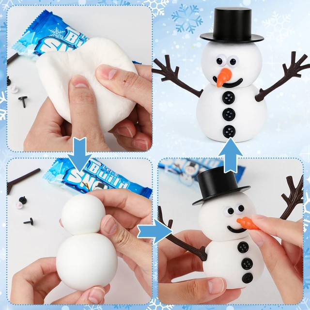 Alt view image 6 of 6 - 4 Pack Christmas Crafts, Air Dry Clay Snowman Kit for Winter Event Games