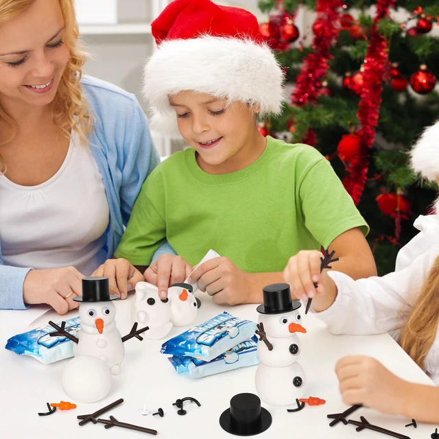 Alt view image 2 of 6 - 4 Pack Christmas Crafts, Air Dry Clay Snowman Kit for Winter Event Games