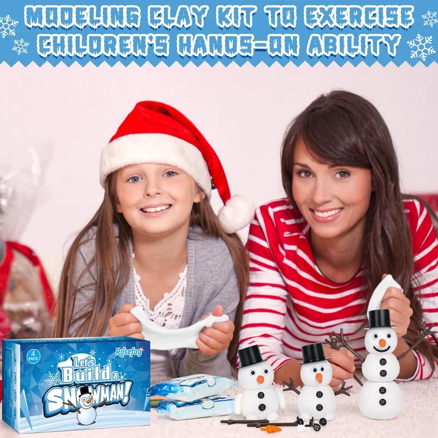 Alt view image 5 of 6 - 4 Pack Christmas Crafts, Air Dry Clay Snowman Kit for Winter Event Games