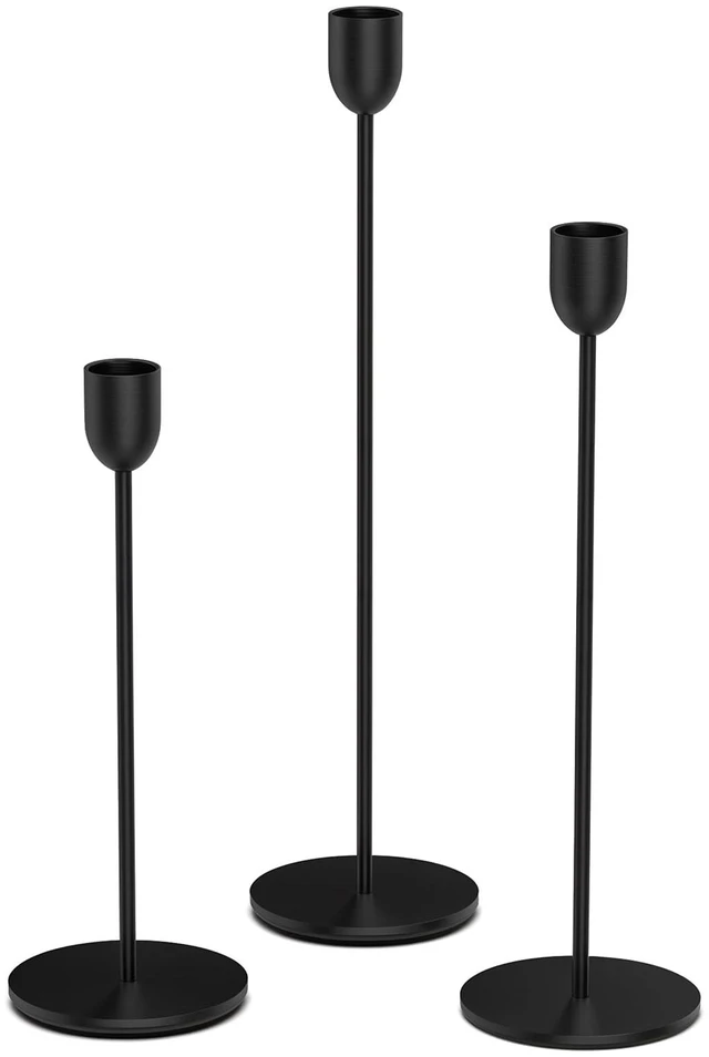 Main image of ChefBee 3PCS Black Tall Taper & Pillar Candle Candlestick Holder