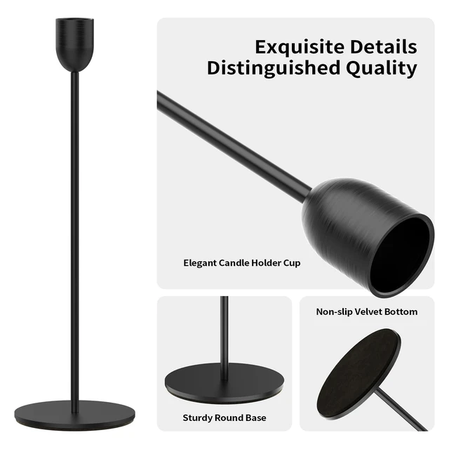 Alt view image 4 of 7 - ChefBee 3PCS Black Tall Taper & Pillar Candle Candlestick Holder