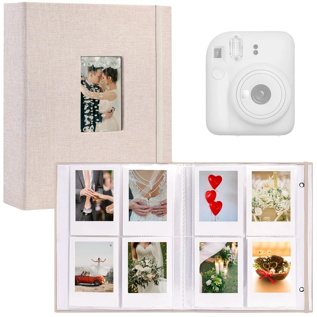 Main image of Fujifilm Photo Album, Mini Instant Film Photo Album, 208 Photos Pictures Book 2x3 Inch, Linen Hardcover Polaroid Book for Polaroid Instant Camera, Travel Family Anniversary Baby Vacations Beige 1 Pack