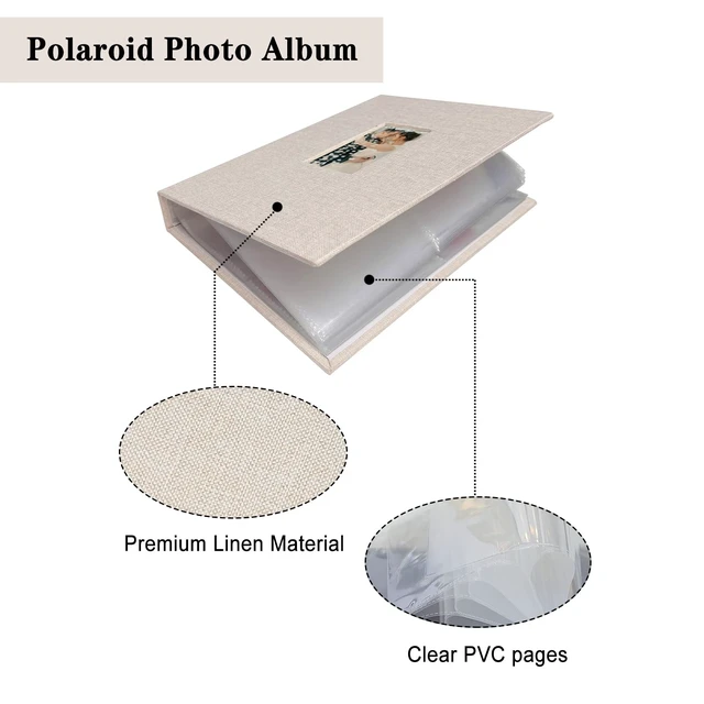 Alt view image 6 of 6 - Fujifilm Photo Album, Mini Instant Film Photo Album, 208 Photos Pictures Book 2x3 Inch, Linen Hardcover Polaroid Book for Polaroid Instant Camera, Travel Family Anniversary Baby Vacations Beige 1 Pack