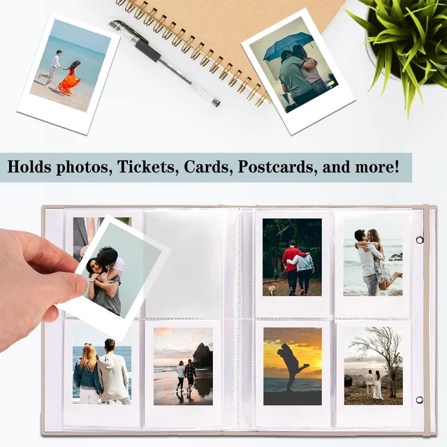 Alt view image 5 of 6 - Fujifilm Photo Album, Mini Instant Film Photo Album, 208 Photos Pictures Book 2x3 Inch, Linen Hardcover Polaroid Book for Polaroid Instant Camera, Travel Family Anniversary Baby Vacations Beige 1 Pack