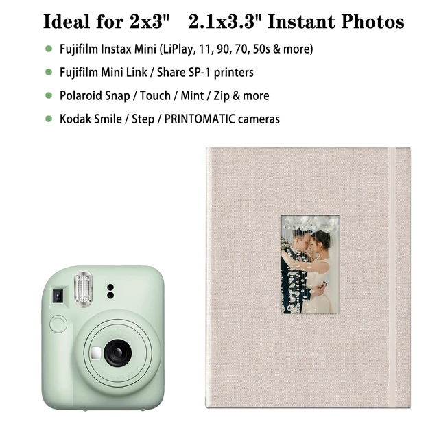 Alt view image 2 of 6 - Fujifilm Photo Album, Mini Instant Film Photo Album, 208 Photos Pictures Book 2x3 Inch, Linen Hardcover Polaroid Book for Polaroid Instant Camera, Travel Family Anniversary Baby Vacations Beige 1 Pack