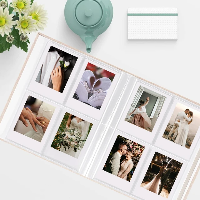 Alt view image 3 of 6 - Fujifilm Photo Album, Mini Instant Film Photo Album, 208 Photos Pictures Book 2x3 Inch, Linen Hardcover Polaroid Book for Polaroid Instant Camera, Travel Family Anniversary Baby Vacations Beige 1 Pack