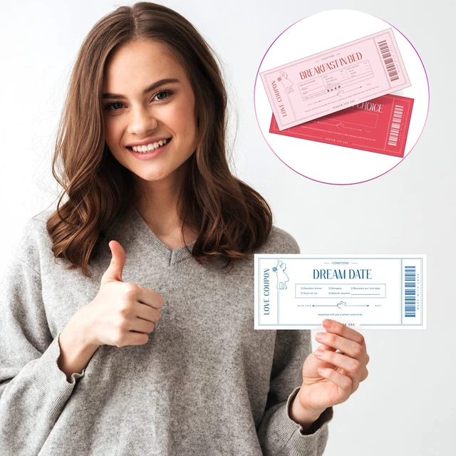 Alt view image 3 of 7 - Zonon 20 Pcs Love Coupons Card for Her Couples Gift,White, Pink, Red, Blue