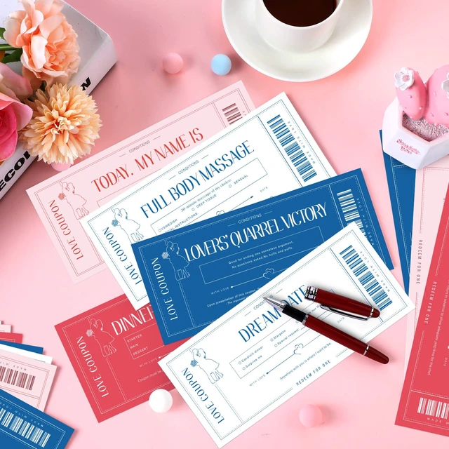 Alt view image 6 of 7 - Zonon 20 Pcs Love Coupons Card for Her Couples Gift,White, Pink, Red, Blue