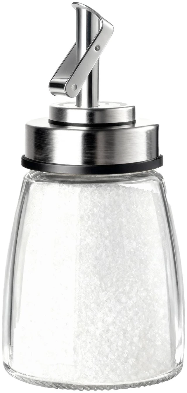 Main image of TIWPAJS Glass Sugar Dispenser with Stainless Steel Lid, Automatic Pour Spout, Sugar Container for Coffee Bar, Sugar Jar, Sugar Bowl, Salt Shaker, 6OZ