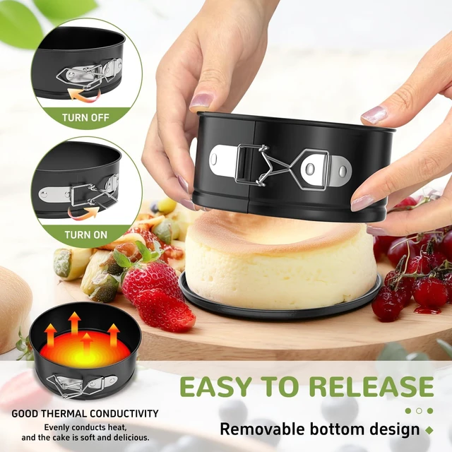 Alt view image 6 of 6 - ZeroPone 4 Inch Mini Springform Pan for Mini Cheesecake Pizza