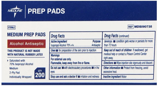 Alt view image 3 of 5 - Medline Isopropyl Alcohol Pads, Sterile, Medium, Box of 200