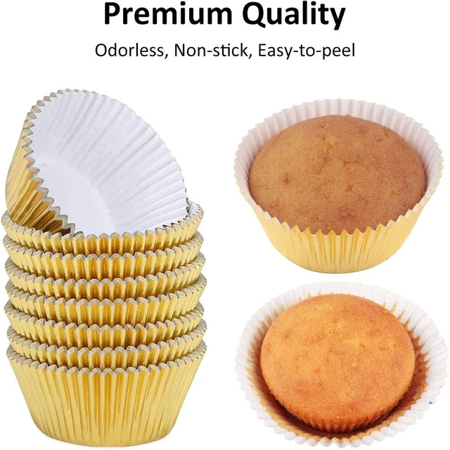 Alt view image 2 of 6 - Caperci Standard Cupcake Liners Gold Foil Muffin Baking Cups 150-Pack - Premium Greaseproof & Sturdy Cupcake Papers