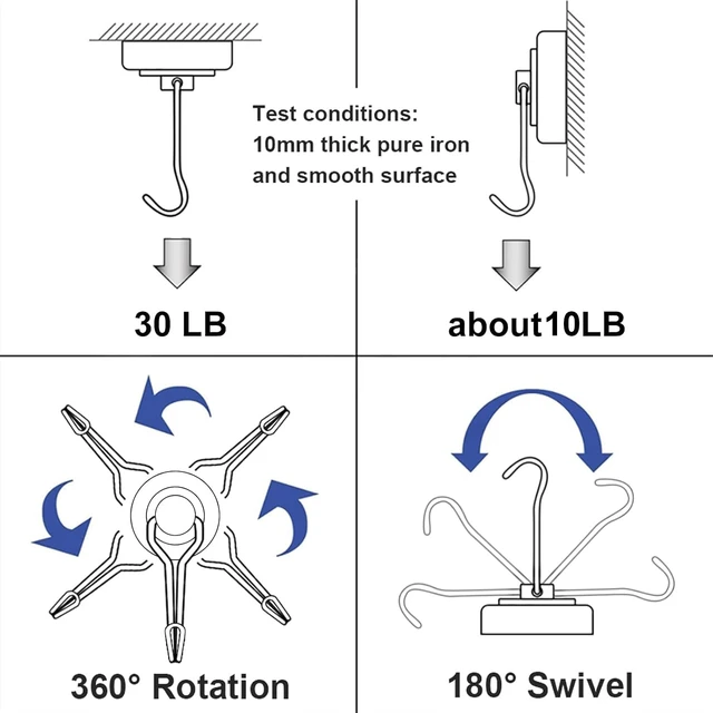 Alt view image 3 of 6 - E BAVITE Magnetic Hooks, 30lbs+ Magnet Hook 2026 Cruise Essentials