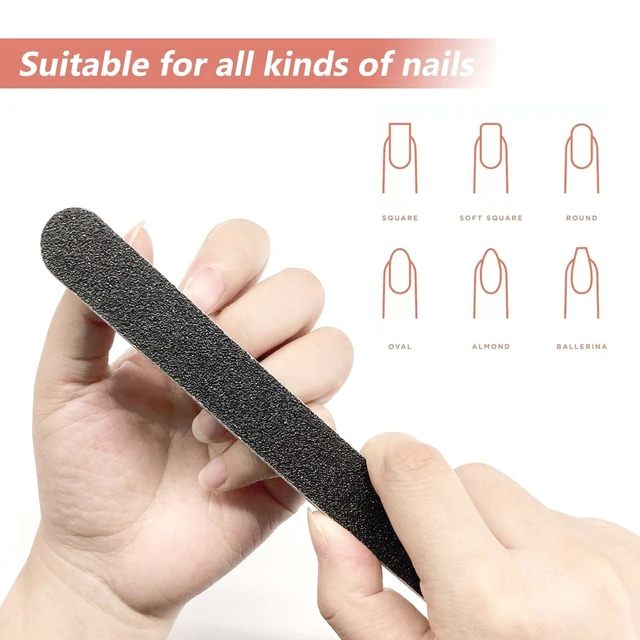 Alt view image 2 of 6 - 20 Pack 100/180 Grit Nail Files, Black Professional Reusable Emery Boards Nail File, Manicure Tool Suitable for Both Acrylic and Natural Nails
