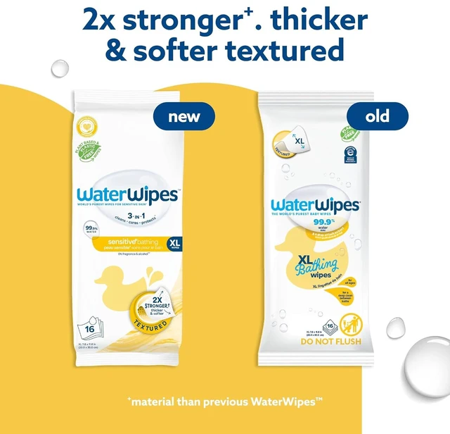 Alt view image 5 of 6 - WaterWipes Sensitive+ Bathing Wipes, 3-In-1 Cleans, Cares, Protects, 99.9% Water, Unscented & Hypoallergenic, 16 Count (1 Pack)