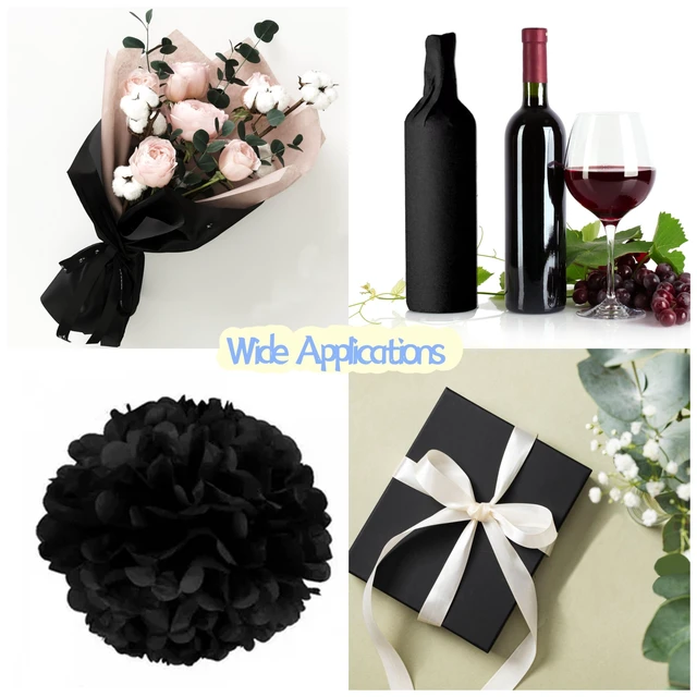 Alt view image 3 of 6 - Hlonon Black Tissue Paper - 30 Sheets, 14 x 20 Inch, Gift Wrapping, DIY Crafts, Wedding, Birthday, Christmas