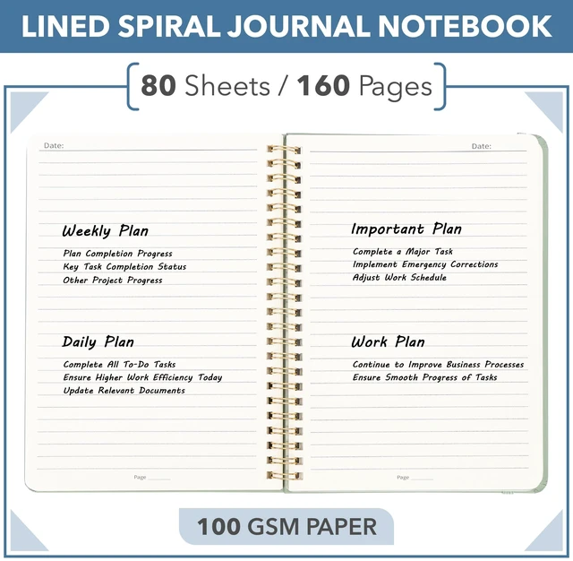 Alt view image 6 of 7 - Mr. Pen- Lined Spiral Journal Notebook, A5 (5.7"x7.9"), 160 Pages, Green